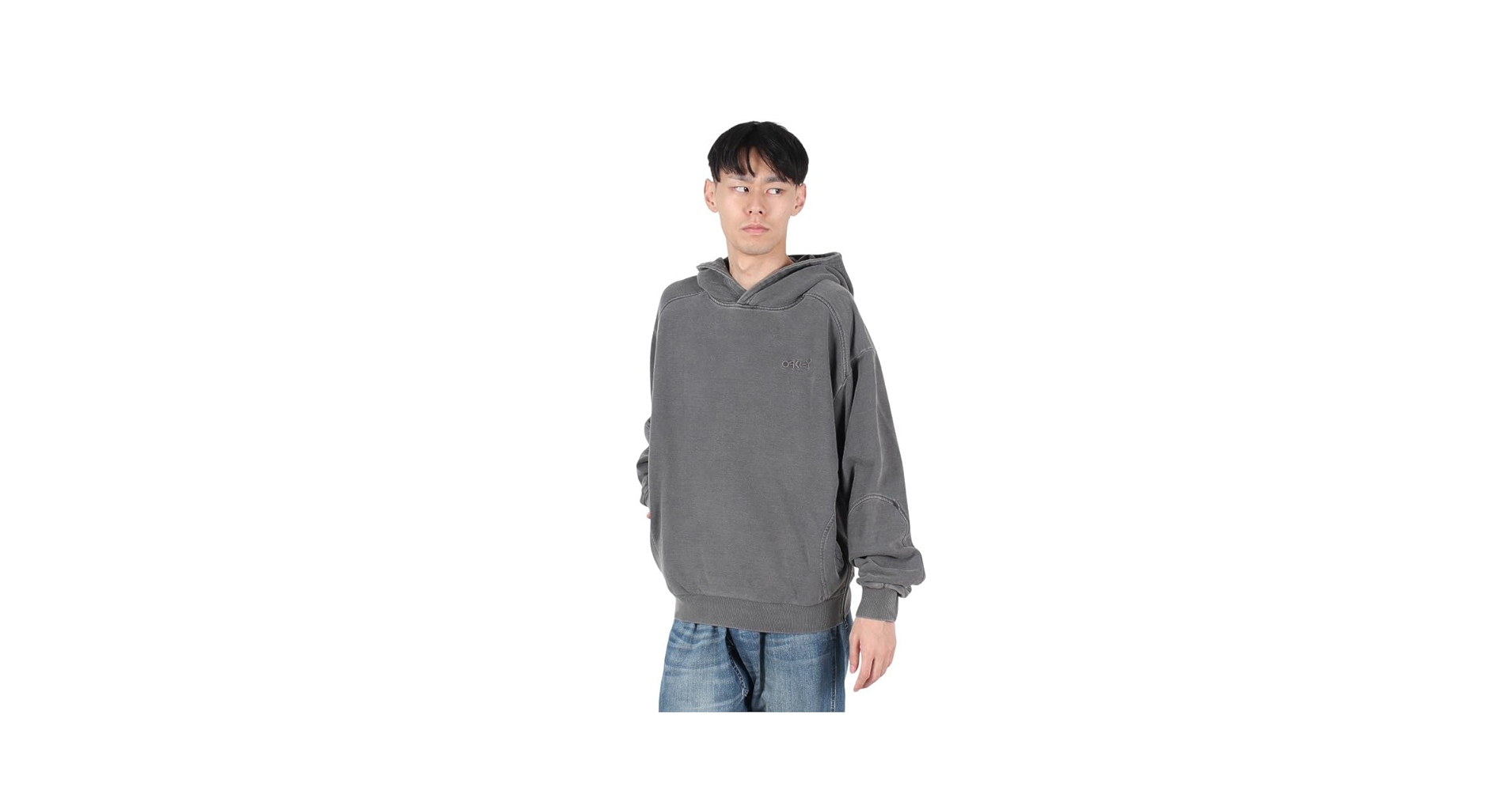 Oakley Mens Indigo Side Zip Hoodie, Bleached Grey, X-Small